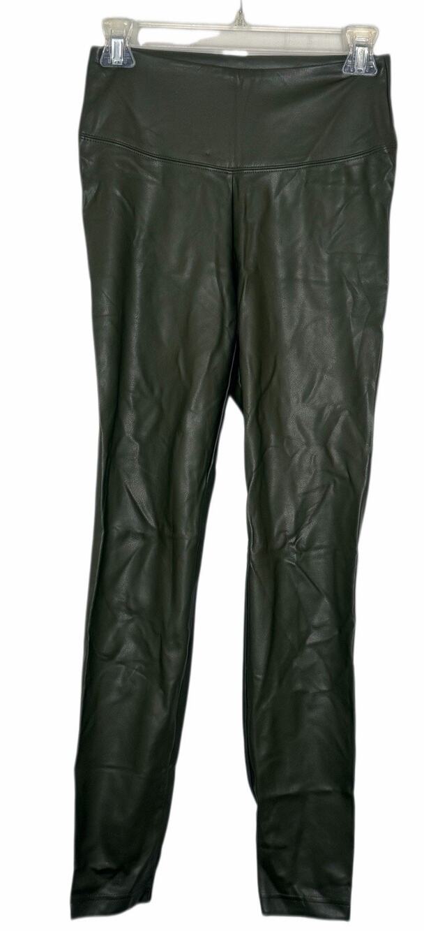 White House Black Market Olive Faux Leather Runway Leggings– Size 4 NWT